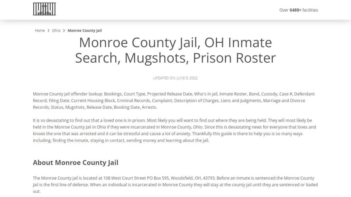 Monroe County Jail, OH Inmate Search, Mugshots, Prison Roster